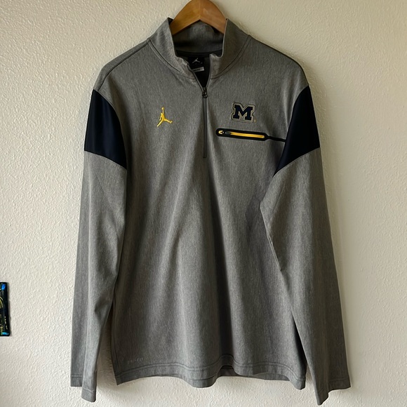 Nike Other - Nike Jordan University of Michigan Long Sleeve Athletic 1/4 Zip Shirt Gray Large